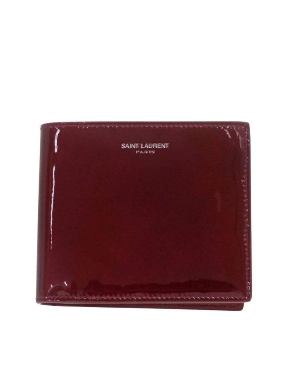 Saint Laurent Paris East West Wallet Patent Leather Bordeaux Red Bifold
